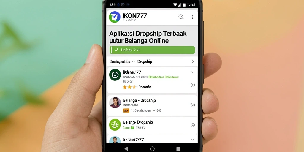 Tampilan antarmuka aplikasi <strong>IKON777</strong> yang memudahkan proses belanja dropship.