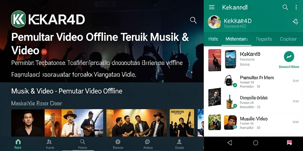 Antarmuka aplikasi KEKAR4D dengan fitur Pemutar Video Offline.